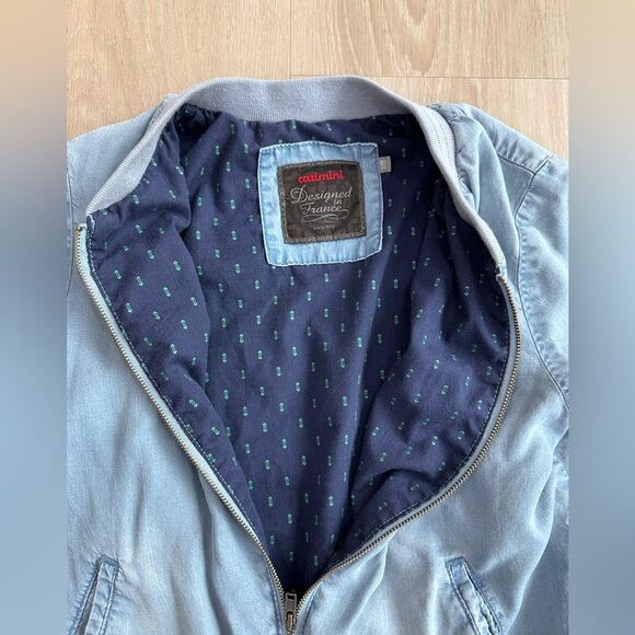 Catimini embroidered birds bomber denim jean jacket, size 10 - Picture 2 of 5